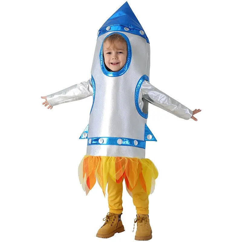 Unisex Child Girls Astronaut Jumpsuit Fancy Dress Up Boys Kids Robot Costume Toddler 3D Rocket Halloween Costume 2023