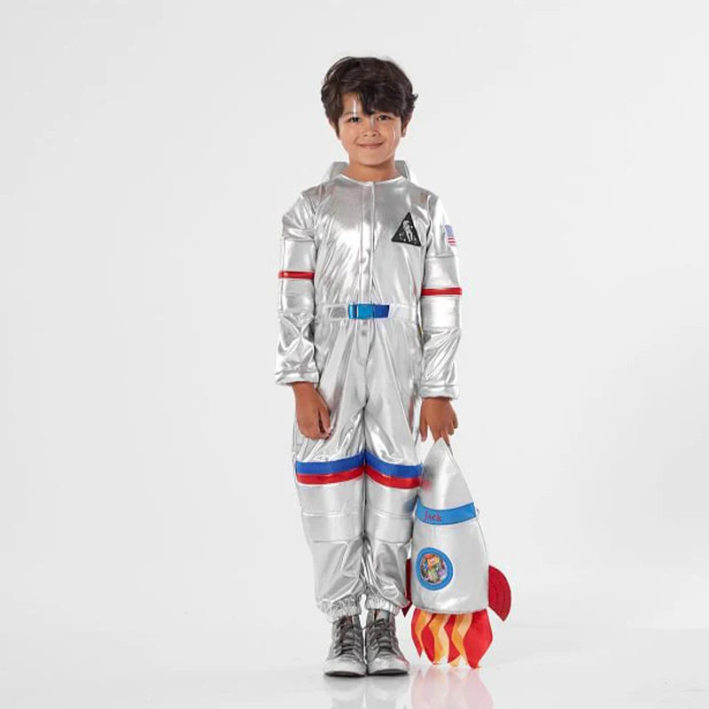 Unisex Child Girls Astronaut Jumpsuit Fancy Dress Up Boys Kids Robot Costume Toddler 3D Rocket Halloween Costume 2023