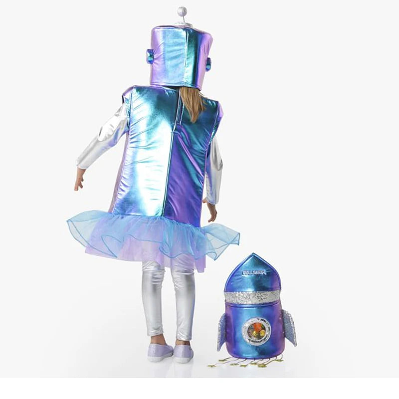 Unisex Child Girls Astronaut Jumpsuit Fancy Dress Up Boys Kids Robot Costume Toddler 3D Rocket Halloween Costume 2023