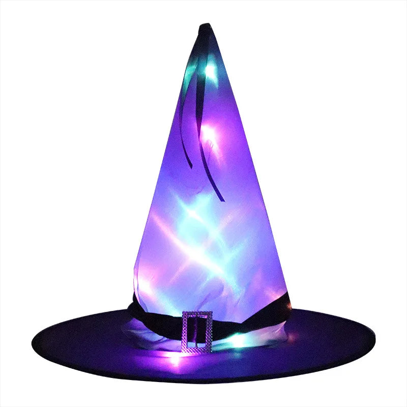 Women Kids Girl Luminous LED Glow Lights Elf Witch Hat Star Skirt Spider Web Wizard Costume Party Gift Halloween Festival