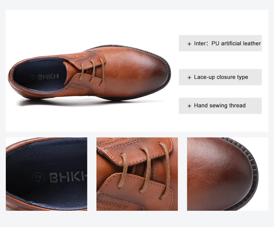 BHKH Male Sneakers Autumn/Winter traf Leather Men Casual Shoes Business Work Office Lace-up Dress shoes For Men Size47