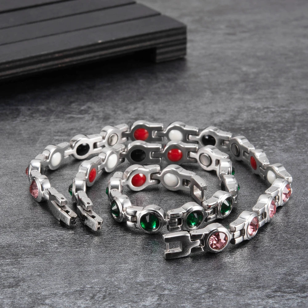 Stone Stainless Steel Bracelet Women Chain Therapy Arthritis Energy Bracelet for Women