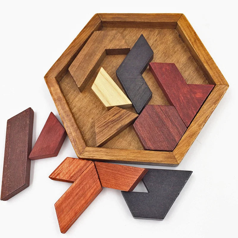 Hexagonal Wooden Puzzles IQ Game Educational Toys