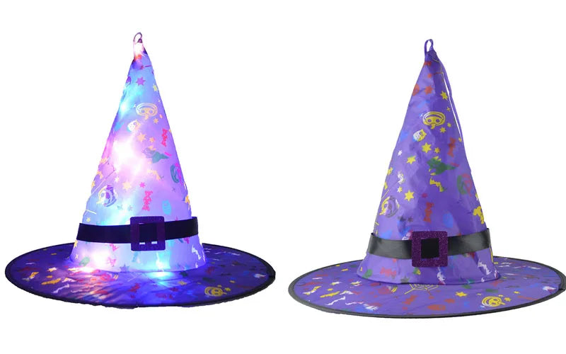 Women Kids Girl Luminous LED Glow Lights Elf Witch Hat Star Skirt Spider Web Wizard Costume Party Gift Halloween Festival