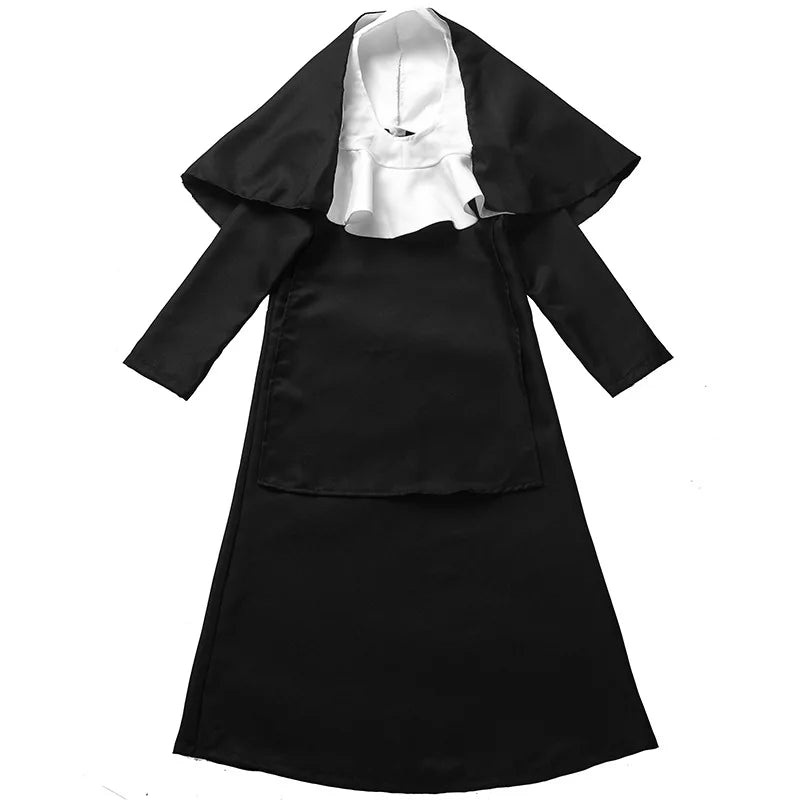 Kids Nun Costume Catholic Sister Robe Outfit Halloween Purim Girls Sister Nun Cosplay Costume Party Fancy Dress