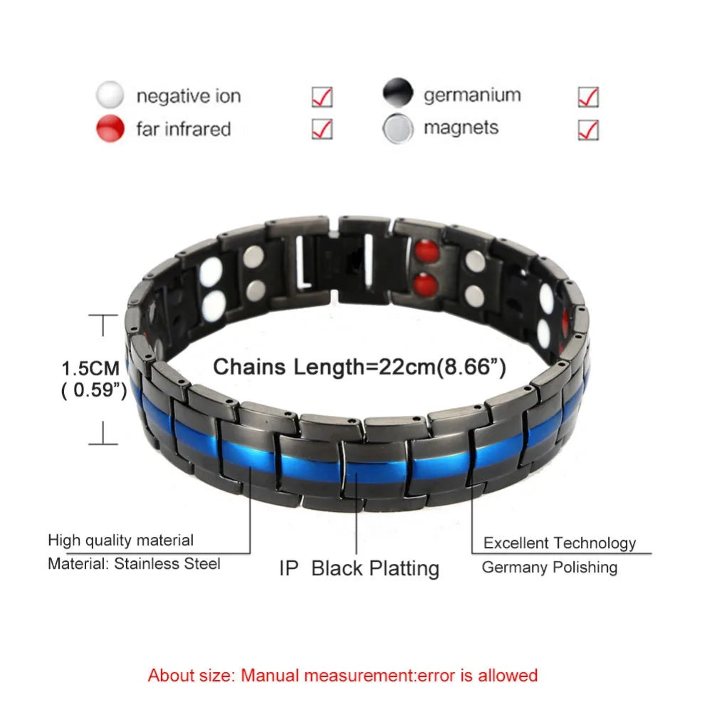 Stainless Steel Ion Far Infrared Therapy Magnetic Bracelet For Woman Men Power Energy Bracelet New Healthy Jewelry