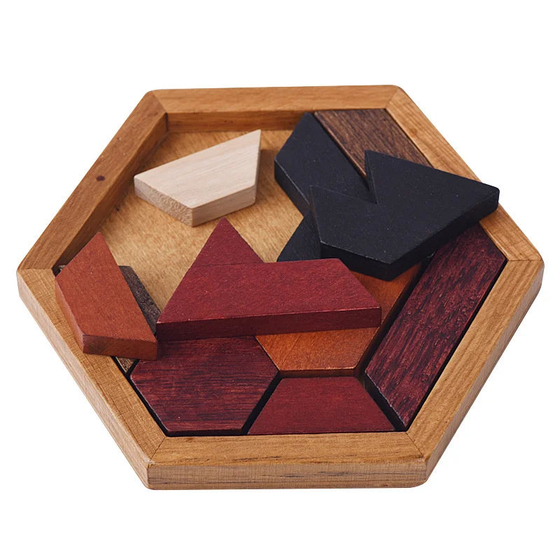 Hexagonal Wooden Puzzles IQ Game Educational Toys