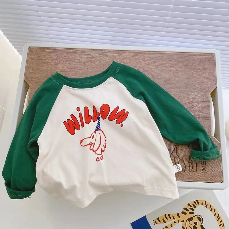 Fashion Deisgn Kids Autumn Long Sleeved T-shirt Bottom Shirt Round