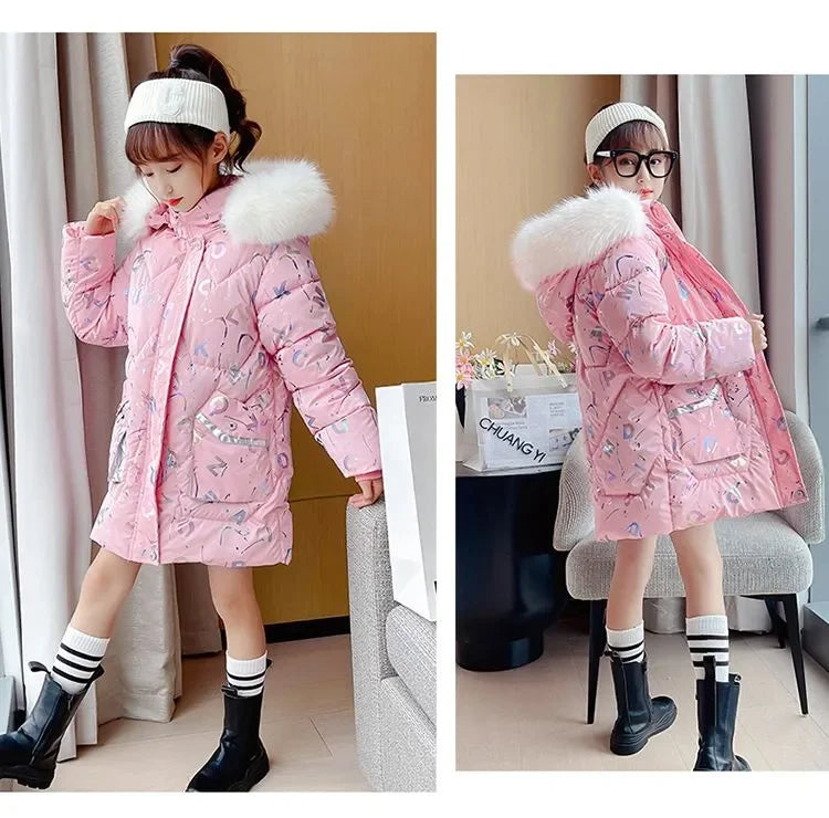 Kids Parkas Children Clothing 2024  Girl Warm Clothes Thicken Cotton Clothes Jacket Winters Fashion 7 8 9 10 12 14 Years