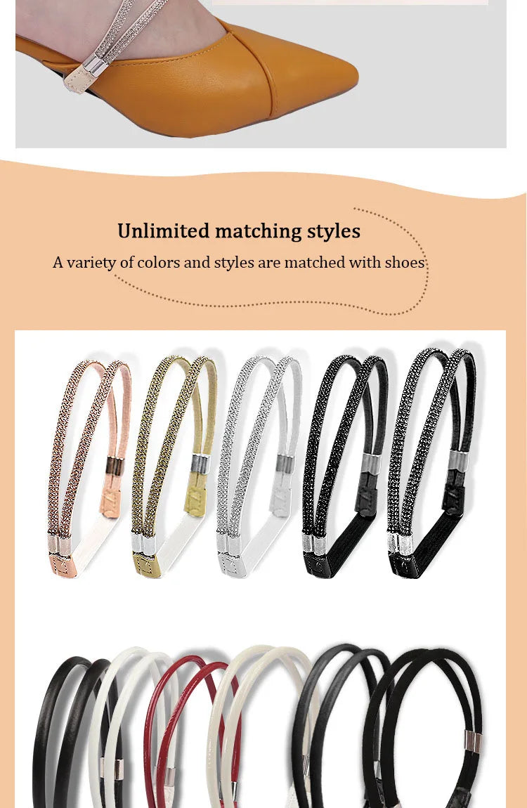 High Heels Shoes Band Diamond Anti-loose for Women Shoelaces Anti-drop Heel Straps Belt Drill Elastic Fixing Belts Rhinestone