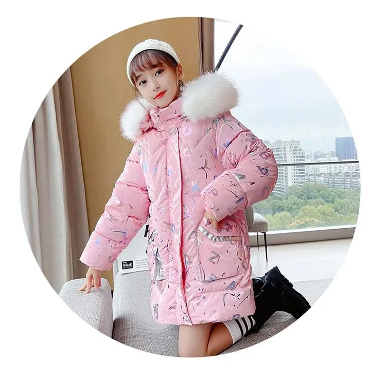 Kids Parkas Children Clothing 2024  Girl Warm Clothes Thicken Cotton Clothes Jacket Winters Fashion 7 8 9 10 12 14 Years