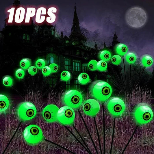 1-10PCS Halloween LED Eyeball Lights Solar Garden Lawn Lights Outdoor Scary Decoration Lights Halloween Party Decoration