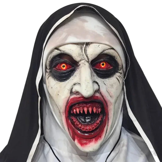 2024 Latest Halloween Horror Latex Mask Bloody Horror Demon Mask Full Head Realistic Nun Masquerade Play Party Costume