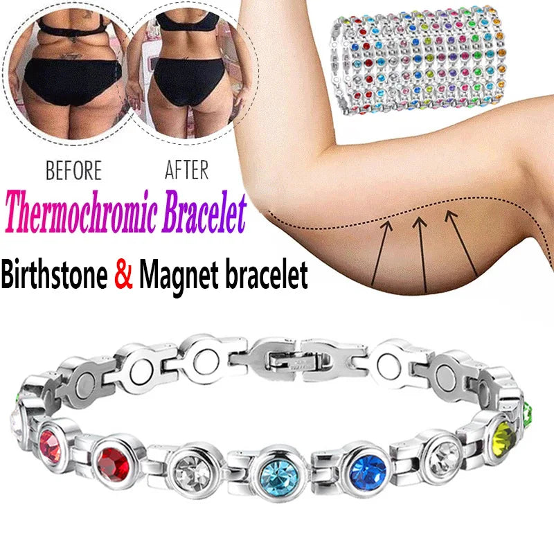 Healthy Therapy Energy Bracelets for Women Magnetic Weight Loss Rhinestone Jewelry