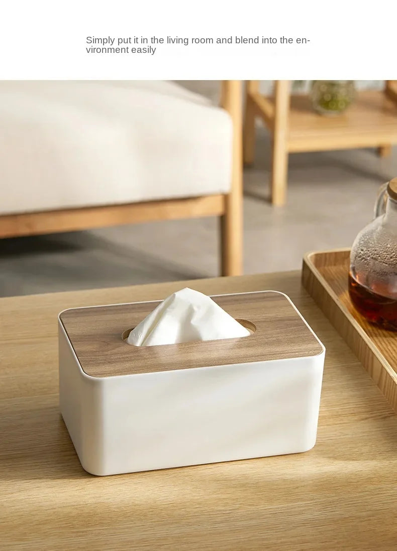 2024 New Wooden Tissue Holder Household Paper Towel Storage Box Removable Tissue Boxes for Home Office