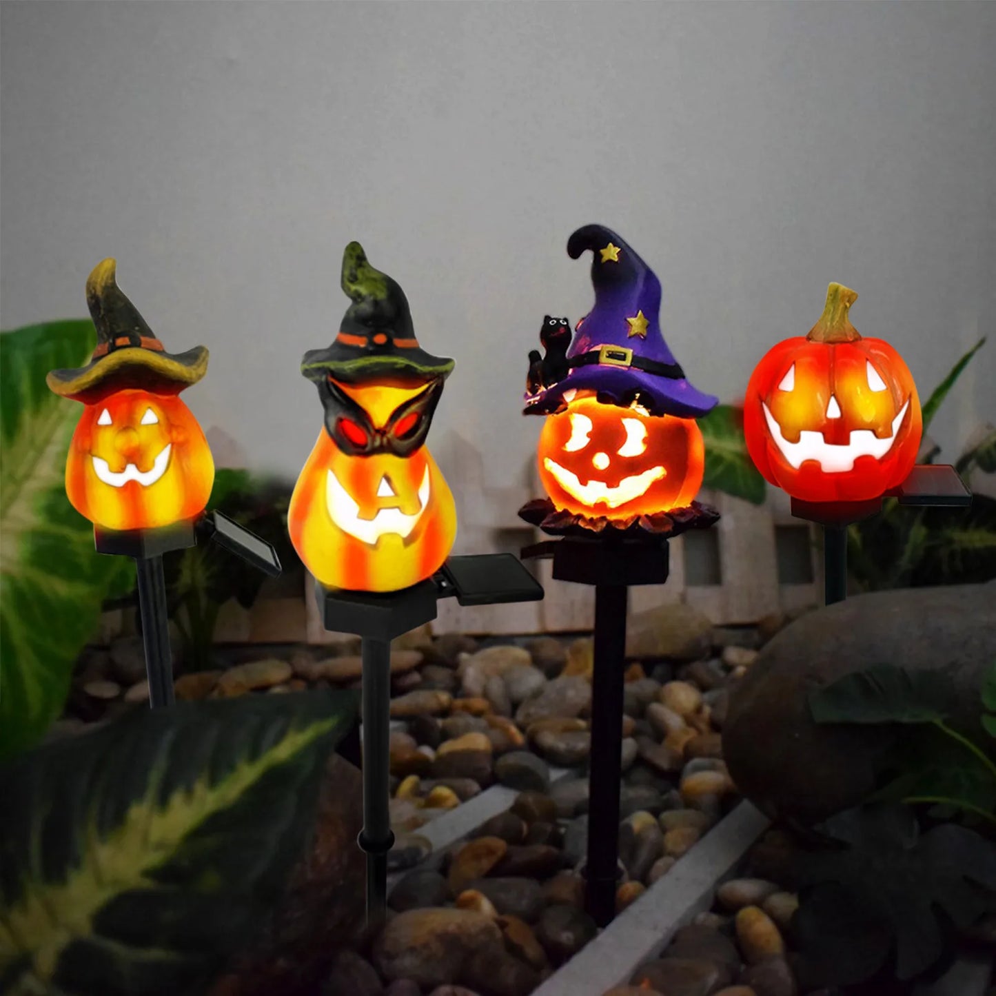 Solar Powered Halloween Pumpkins Outdoor Lights Creative Atmosphere Layout Waterproof Courtyard Garden Scenery Decoration