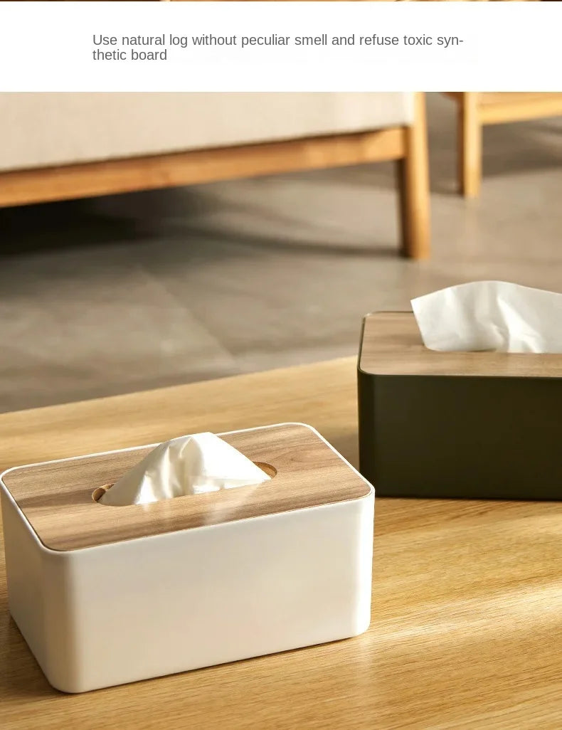 2024 New Wooden Tissue Holder Household Paper Towel Storage Box Removable Tissue Boxes for Home Office