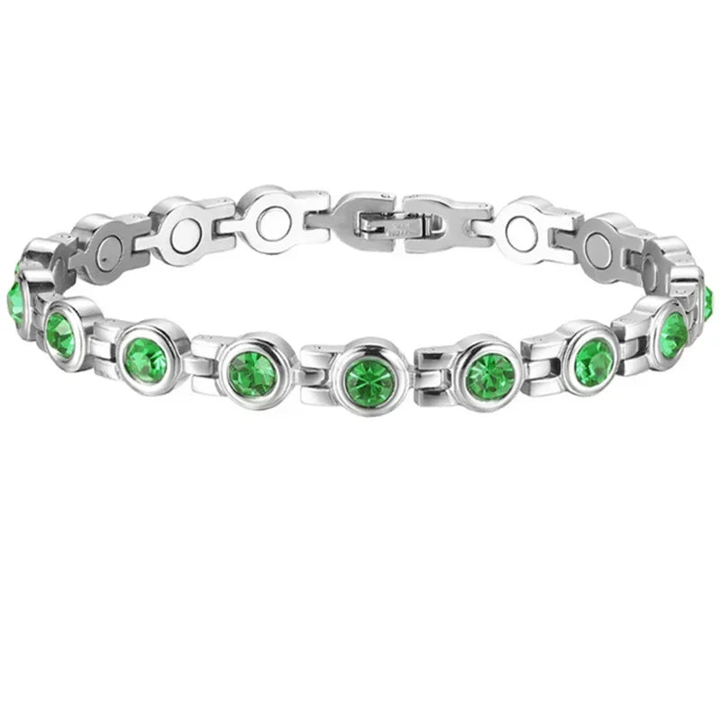 Healthy Therapy Energy Bracelets for Women Magnetic Weight Loss Rhinestone Jewelry