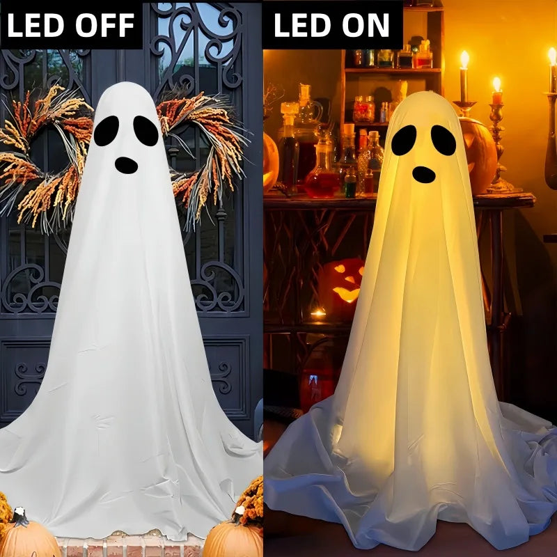 85CM Halloween Decor Light Strings Battery Front Porch Ghost Decorations Scary White Ghosts Stand Courtyard Halloween Decoration