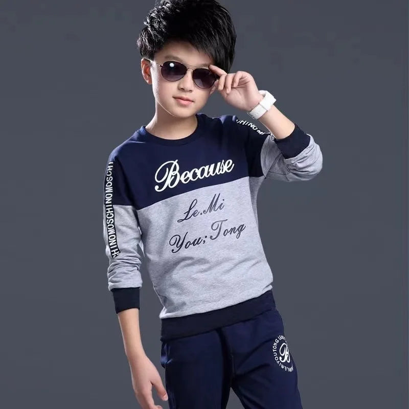 2024 New Boys Clothes Sport Suit Casual Sets Autumn Letter Children Winter Kids Tracksuit Spring + pants 5 6 7 8 9 10 11 12 year