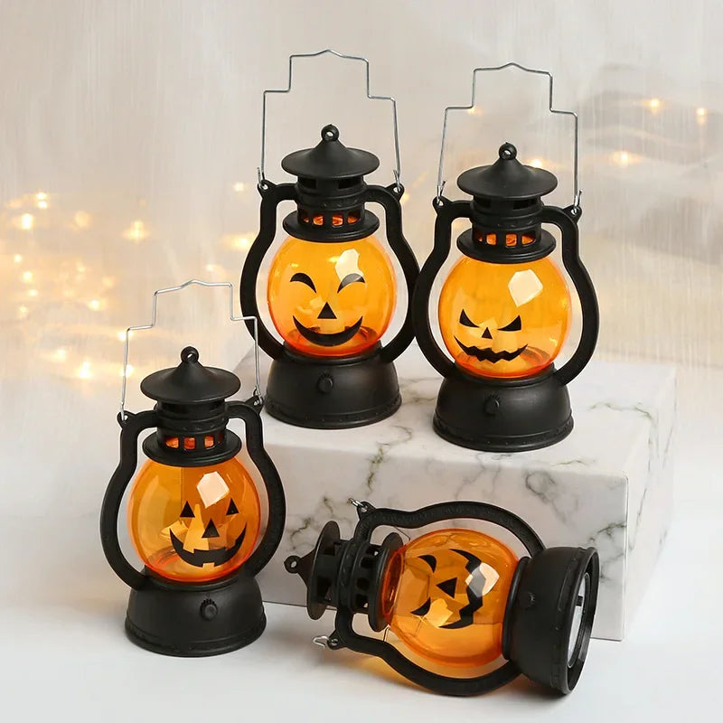 5PCS Halloween LED Hanging Pumpkin Light Small Oil Lamp Horror Props Halloween Home Party Decorations Kindergarten Boy Girl Gift