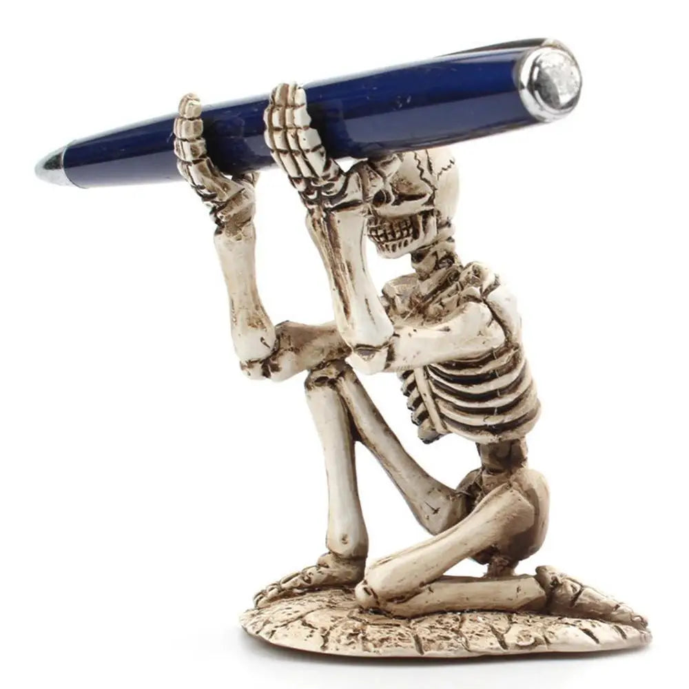 Retro Skull Pen Holder Skeleton Pencil Stand Creative Desktop Storage Rack Organizer Decor For Halloween Home Office