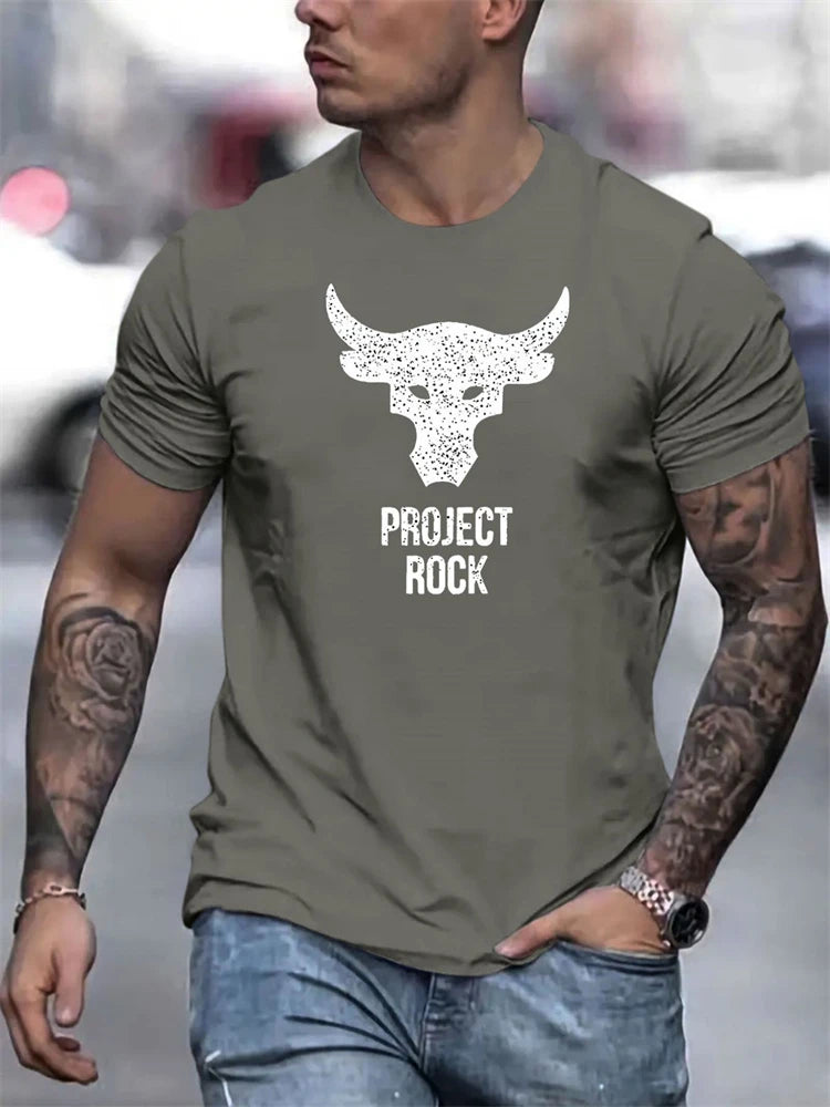 2024 New Casual Everyday Men's T-shirt Outdoor Street Fashion Short Sleeve Summer Men's Top 3D Bull Print Men's Oversized T-shir