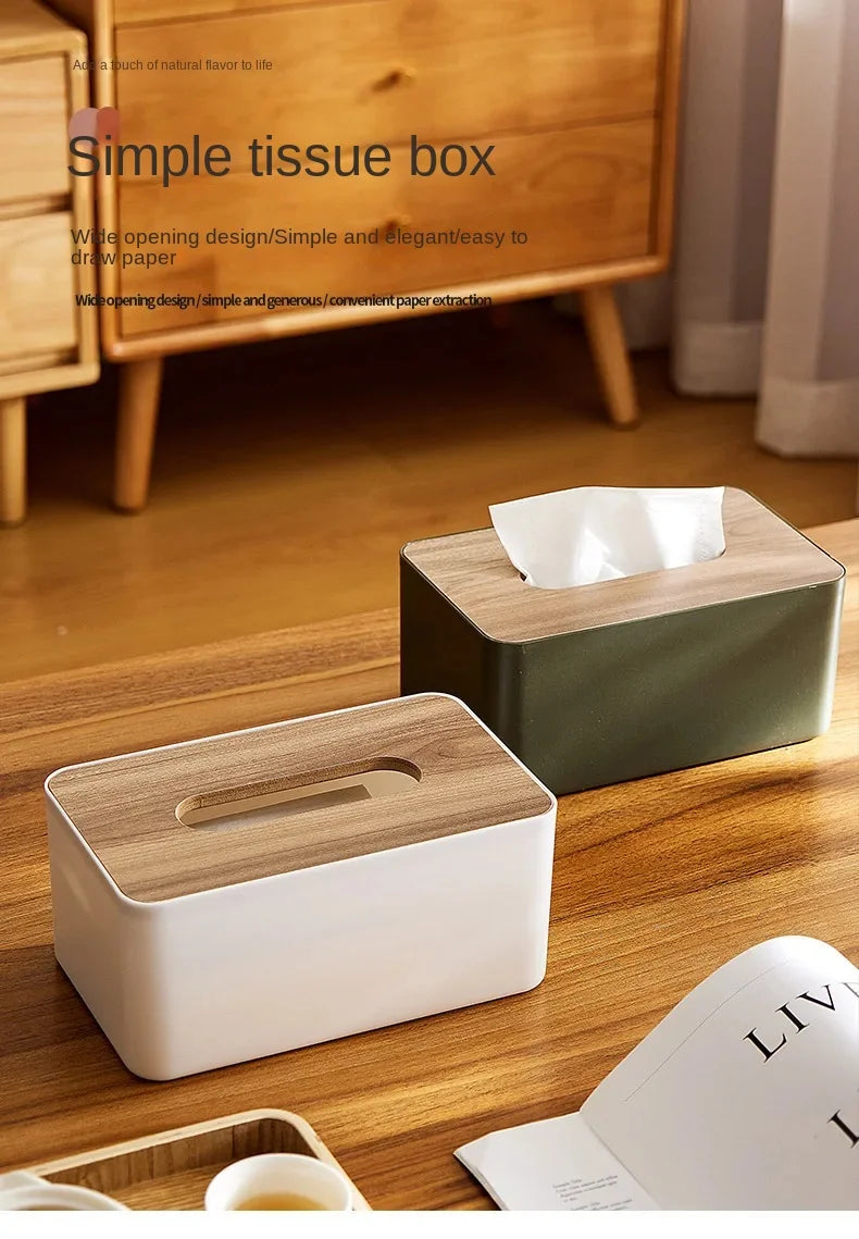 2024 New Wooden Tissue Holder Household Paper Towel Storage Box Removable Tissue Boxes for Home Office