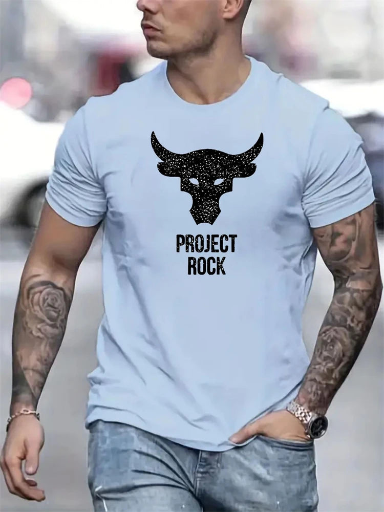 2024 New Casual Everyday Men's T-shirt Outdoor Street Fashion Short Sleeve Summer Men's Top 3D Bull Print Men's Oversized T-shir