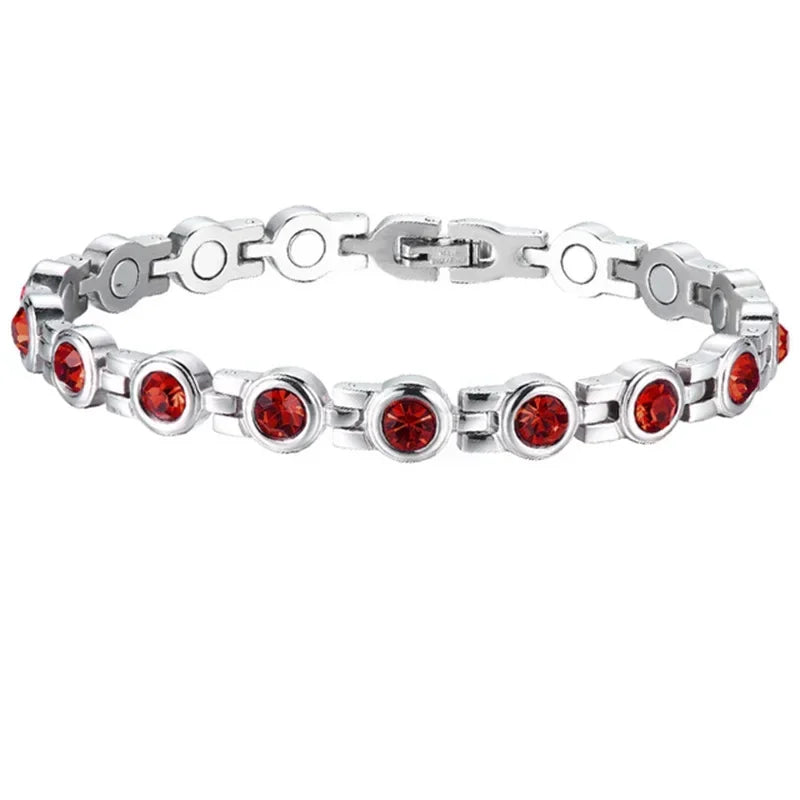 Healthy Therapy Energy Bracelets for Women Magnetic Weight Loss Rhinestone Jewelry