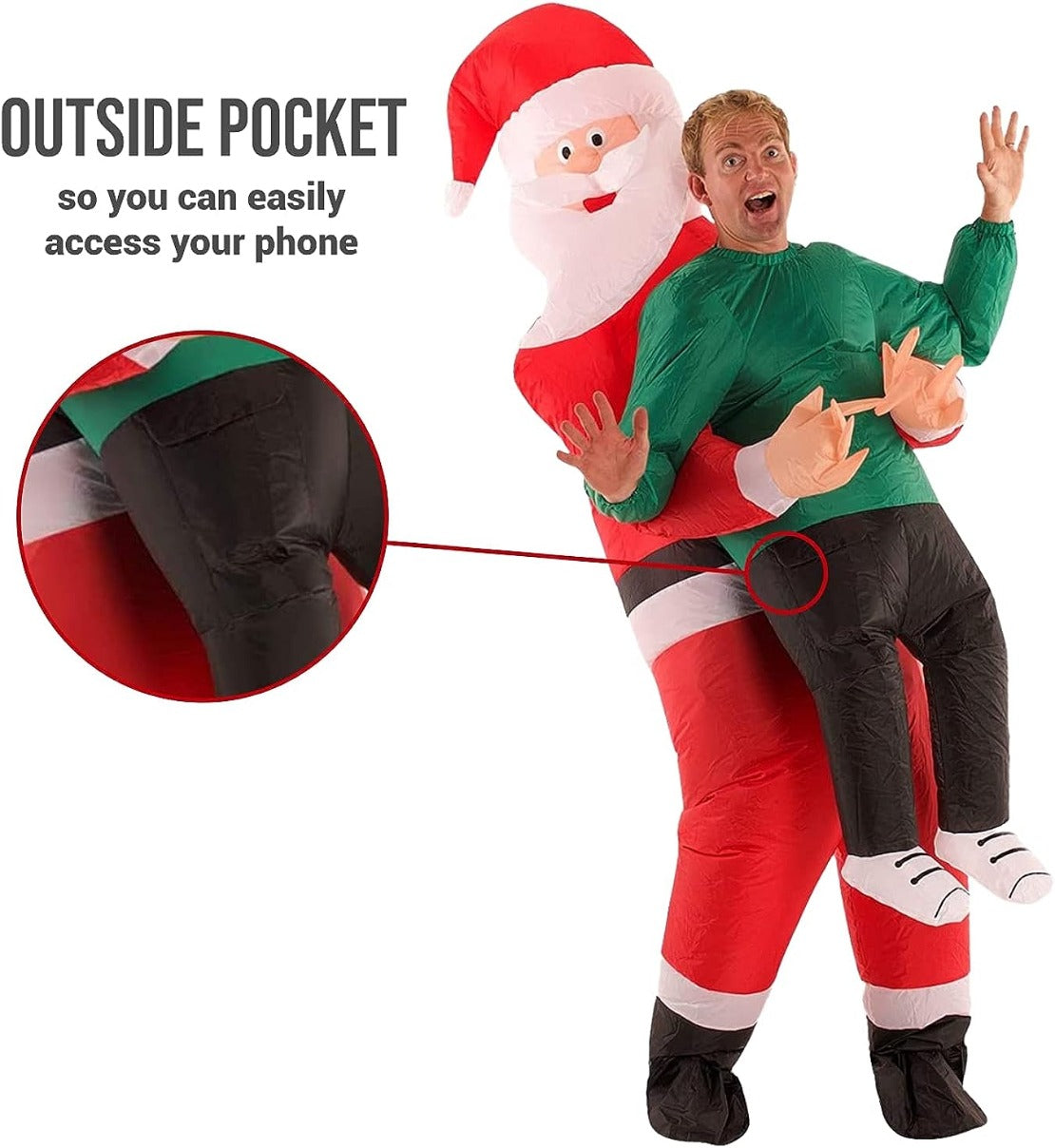 Morph Santa Piggyback Costume, Carry Me Santa Costume, Ride On Santa Costume,