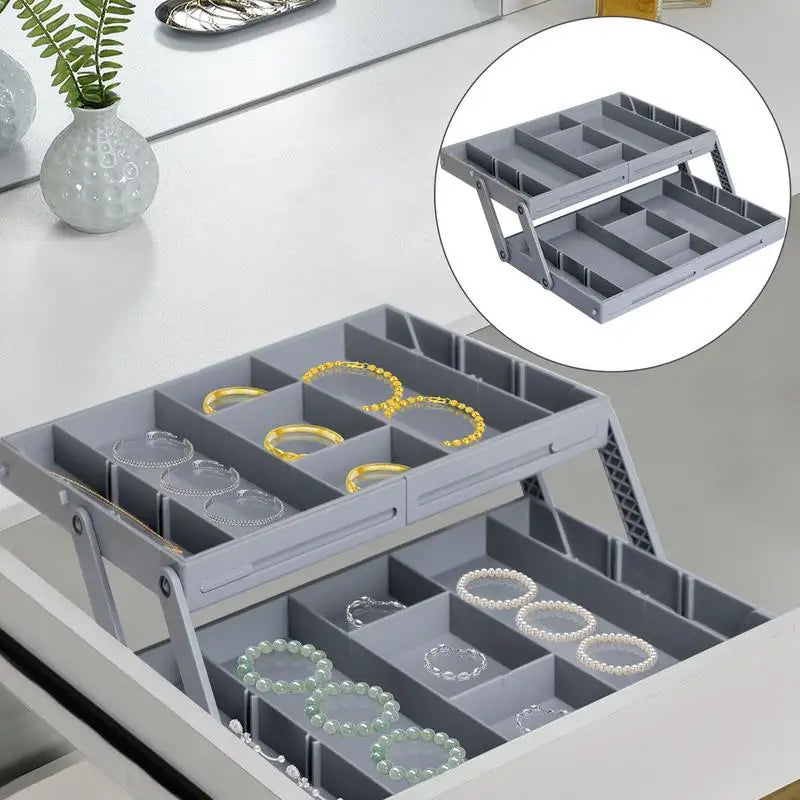 Drawer Organizer Tray 2/3 Tier Storage Expandable Drawer Jewelry Organizer Desktop Organizer Box Compartments for Cosmetics