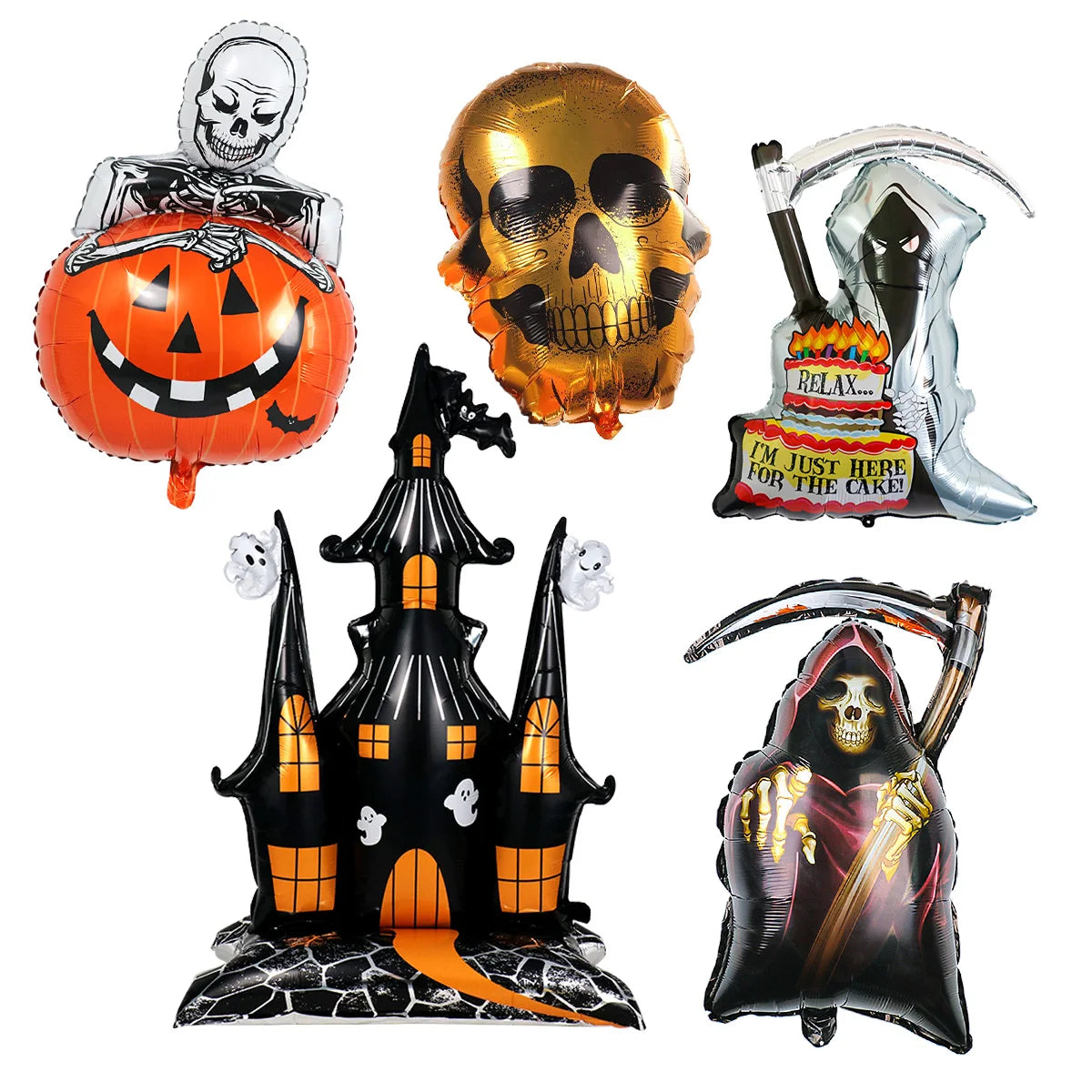 Huge haunted house castle skull pumpkin Halloween balloon sickle death witch Halloween party decoration