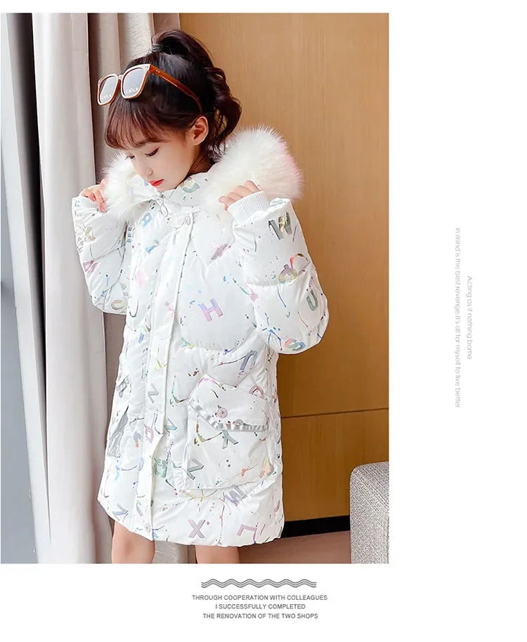 Kids Parkas Children Clothing 2024  Girl Warm Clothes Thicken Cotton Clothes Jacket Winters Fashion 7 8 9 10 12 14 Years