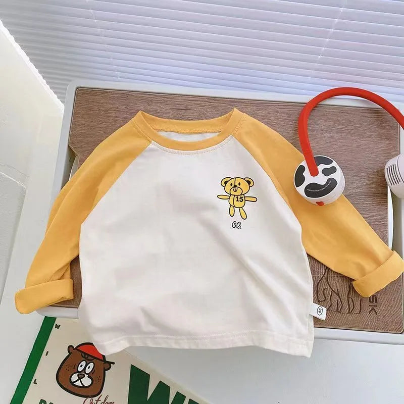 Fashion Deisgn Kids Autumn Long Sleeved T-shirt Bottom Shirt Round