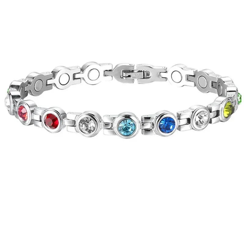 Healthy Therapy Energy Bracelets for Women Magnetic Weight Loss Rhinestone Jewelry