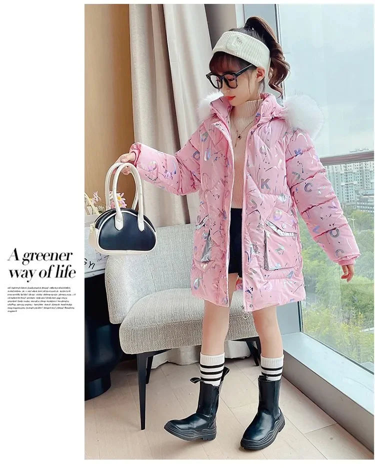 Kids Parkas Children Clothing 2024  Girl Warm Clothes Thicken Cotton Clothes Jacket Winters Fashion 7 8 9 10 12 14 Years