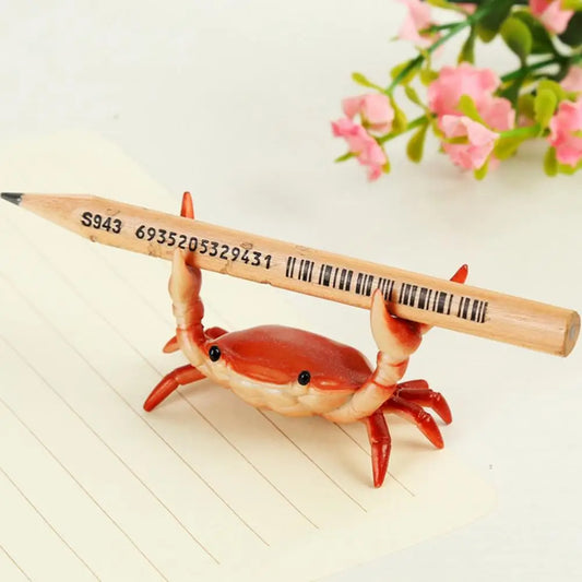 Creative Animal Design Single Pen Holder Plastic Weightlifting Crab Pen Holder for Office Penholder Bracket Storage Pencil Rack