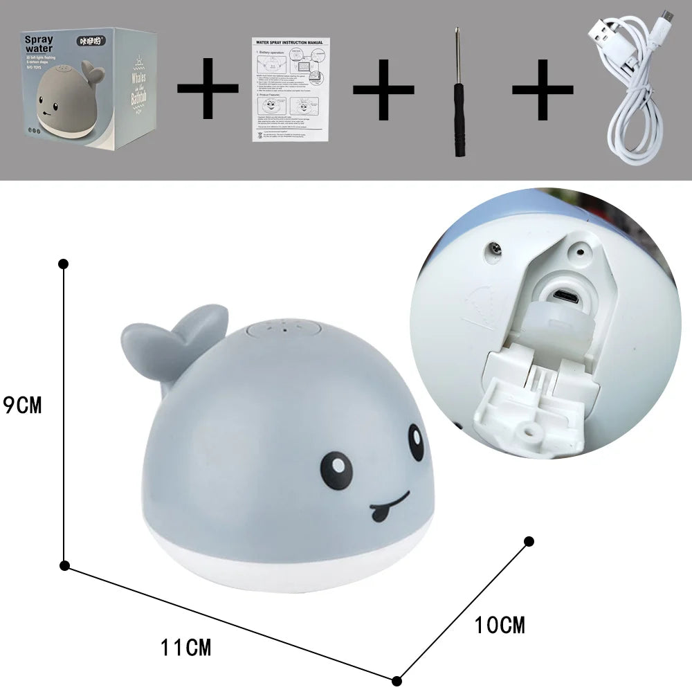 Kid's shower charging with lights and water spray whale toy