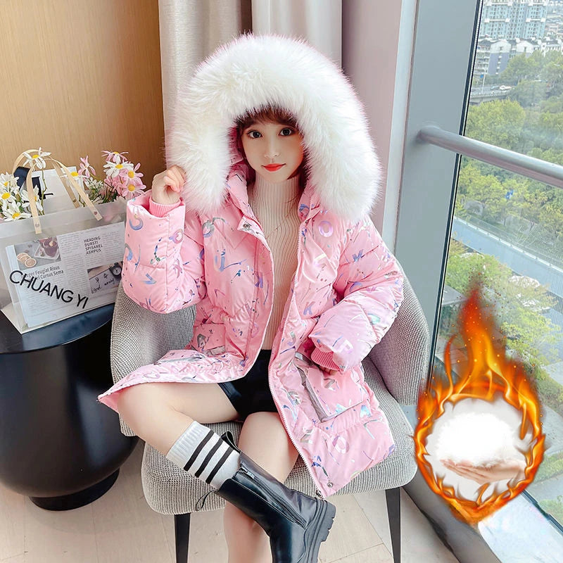 Kids Parkas Children Clothing 2024  Girl Warm Clothes Thicken Cotton Clothes Jacket Winters Fashion 7 8 9 10 12 14 Years