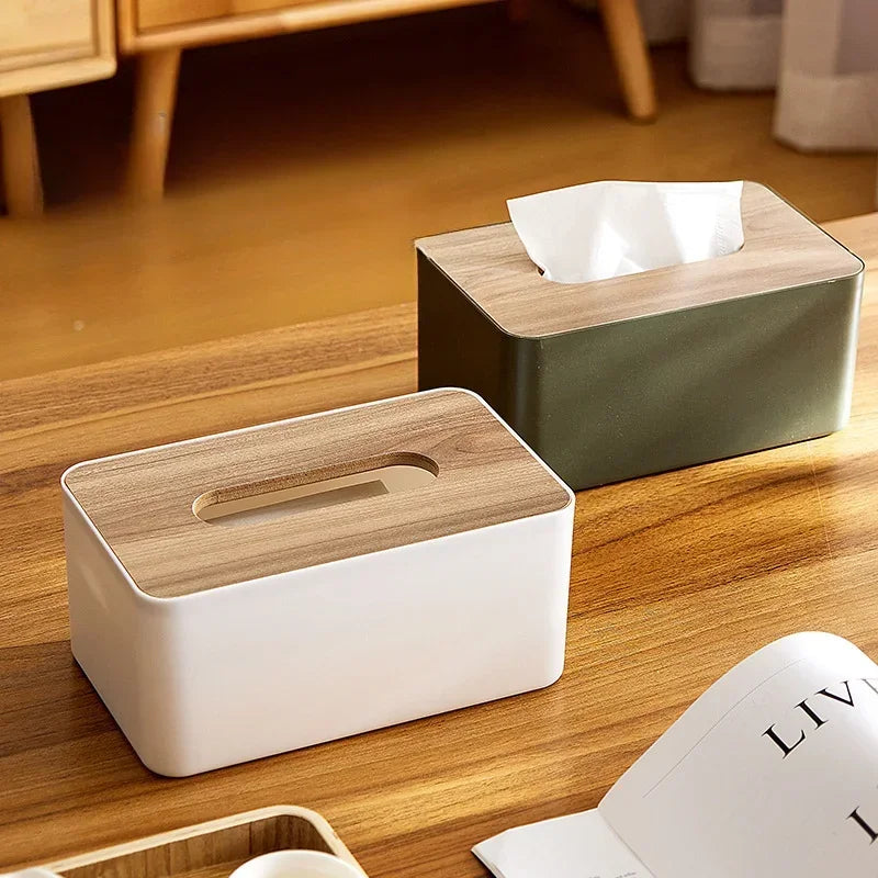 2024 New Wooden Tissue Holder Household Paper Towel Storage Box Removable Tissue Boxes for Home Office