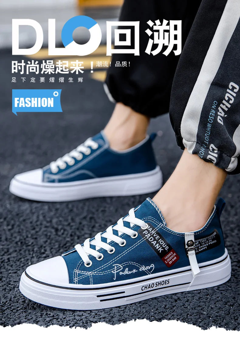 Casual Shoes Men's Canvas Shoes Male Sneakers Breathable Men Sports Shoes Black Cloth Shoe Trend Letter Men Shoe Low Cut Sneaker