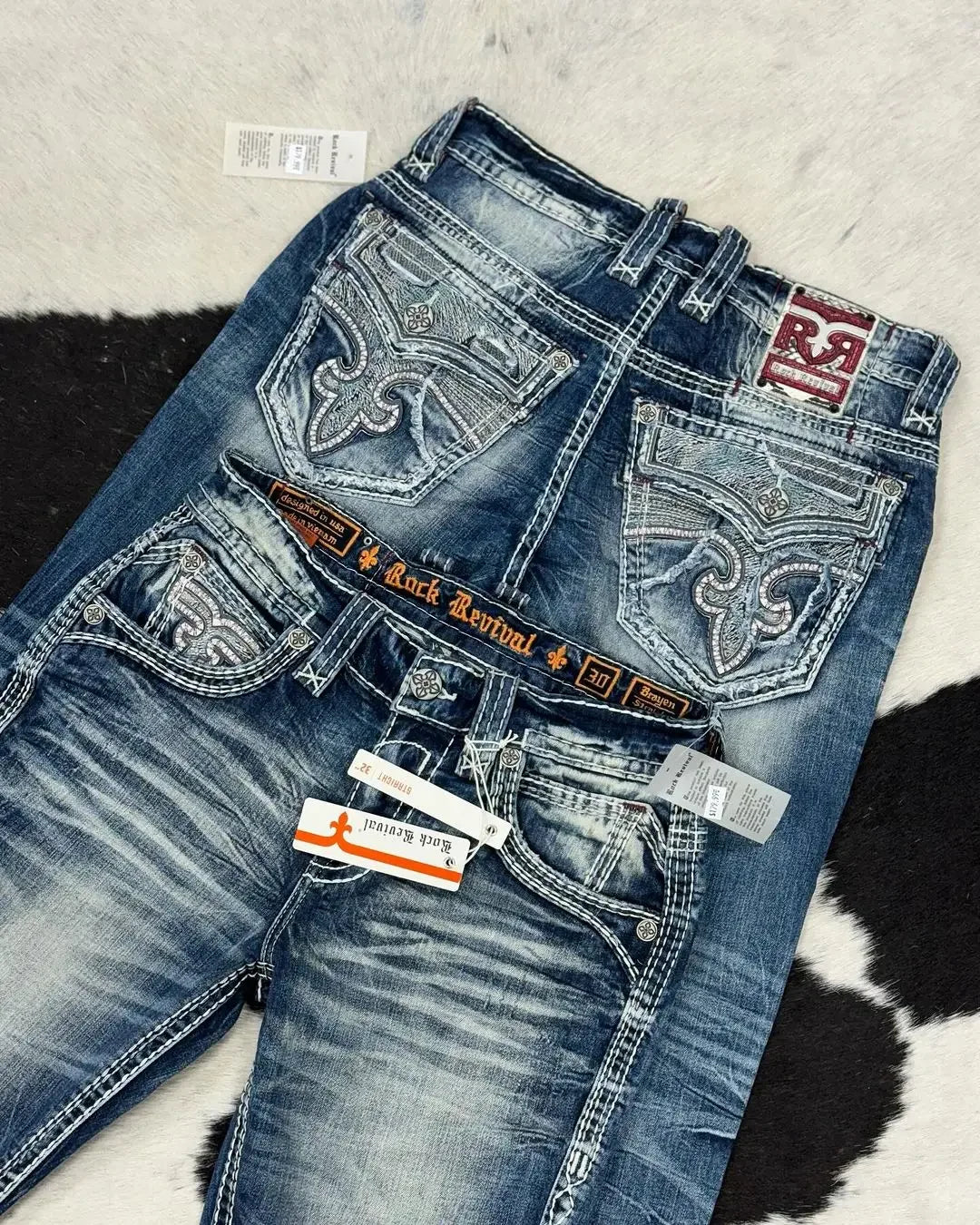 2024 blue embroidered slim jeans street men and women retro casual pocket embroidered y2k jeans jeans for men