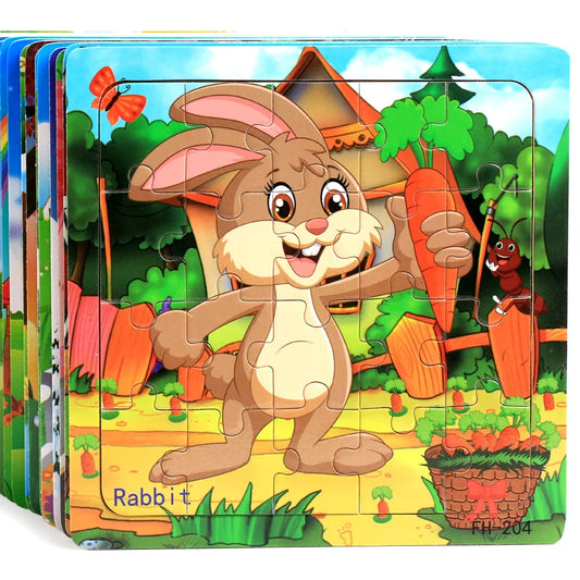 New 20 Piece Wooden 3d Puzzle Cartoon Animal