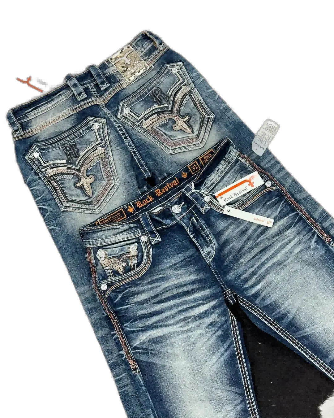 2024 blue embroidered slim jeans street men and women retro casual pocket embroidered y2k jeans jeans for men