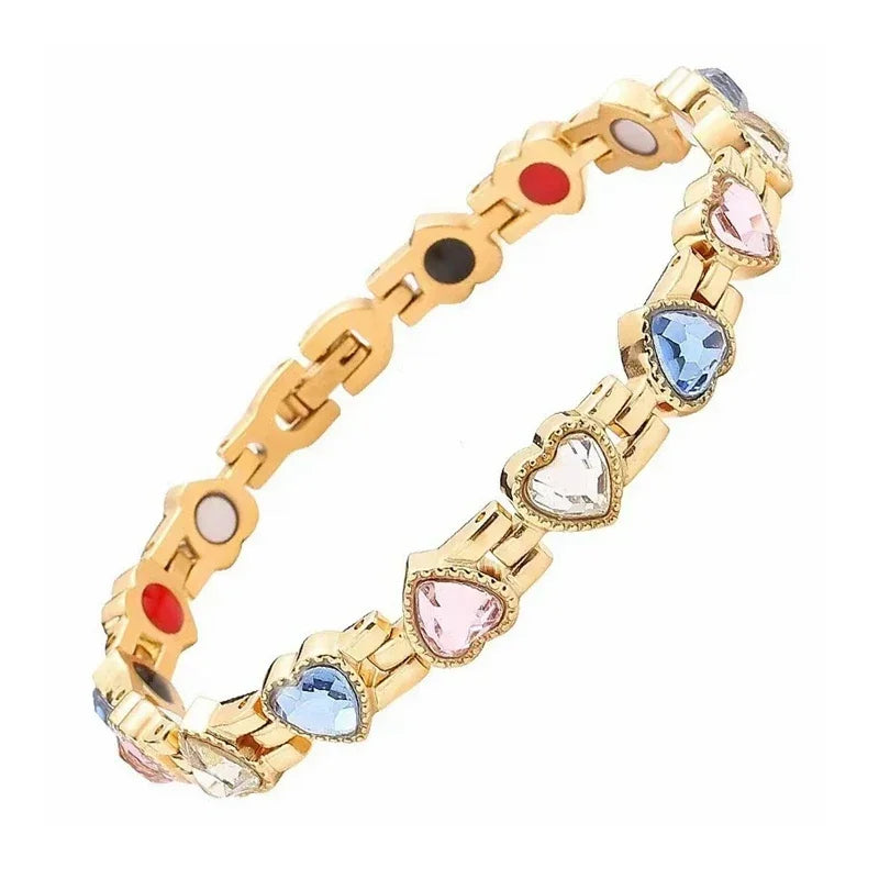 Healthy Therapy Energy Bracelets for Women Magnetic Weight Loss Rhinestone Jewelry