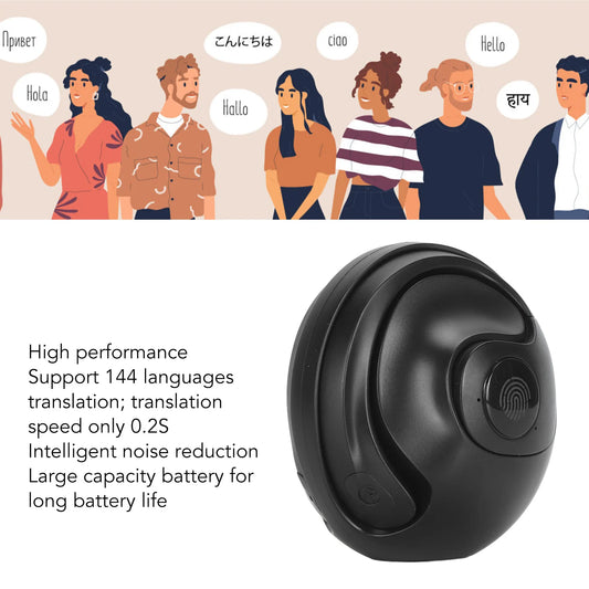 Language Translator Earhooks 3 Modes Translator Earbuds Bluetooth 5.3 Support 144 Languages Online Translation for Translation