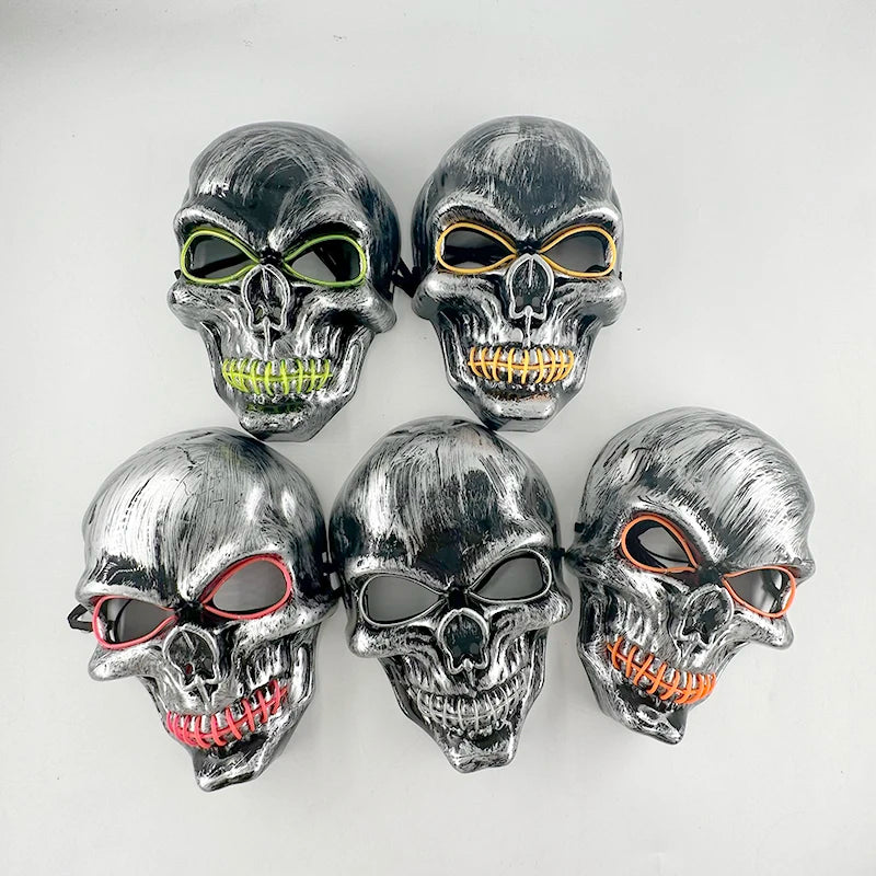 Halloween Skull Skeleton Head Headwear Horror Party Mask Light Up In The Dark Night Disguise Glowing Purge Mask For Halloween