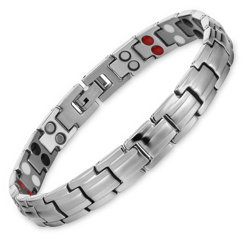 Women‘s Fashion Titanium Bracelet Double Row Health Care 4 Elements 3000 IONS Germanium Magnetic Bracelets Bangles