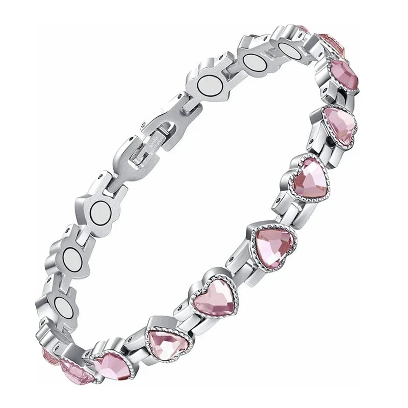 Healthy Therapy Energy Bracelets for Women Magnetic Weight Loss Rhinestone Jewelry